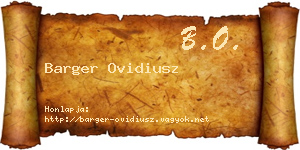 Barger Ovidiusz névjegykártya